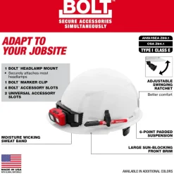Milwaukee BOLT Hard Hat Unvented, Class E Front Brim 6pt Suspension - Grey 48-73-1134