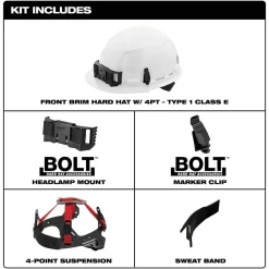 Milwaukee BOLT Hard Hat Unvented Class E Full Brim White 4pt Suspension 48-73-1100