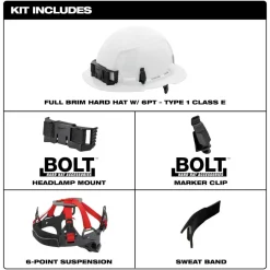 Milwaukee BOLT Hard Hat Unvented, Class E Full Brim 6pt Suspension - Yellow 48-73-1123