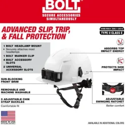 Milwaukee BOLT Type 2, Class E Unvented Front Brim Safety Helmet w/ IMPACT ARMOR Liner - Blue 48-73-1369