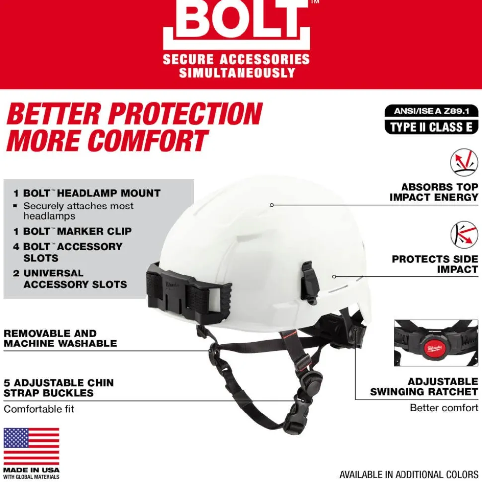 Milwaukee BOLT Type 2, Class E Unvented Safety Helmet - Orange 48-73-1313