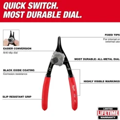 Milwaukee .070" Convertible Snap Ring Pliers - 90 degree 48-22-6538