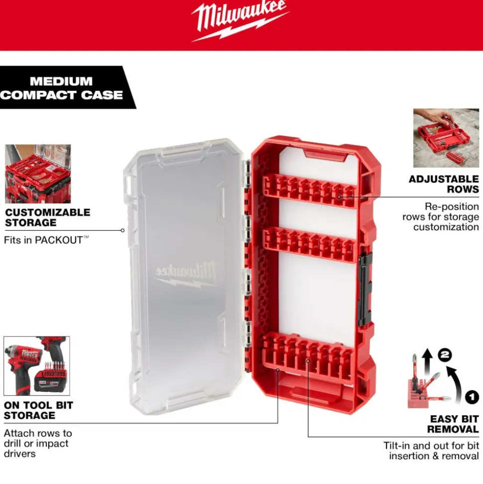Milwaukee Customizable Medium PACKOUT Compatible Compact Case for Impact Driver Accessories 48-32-9931