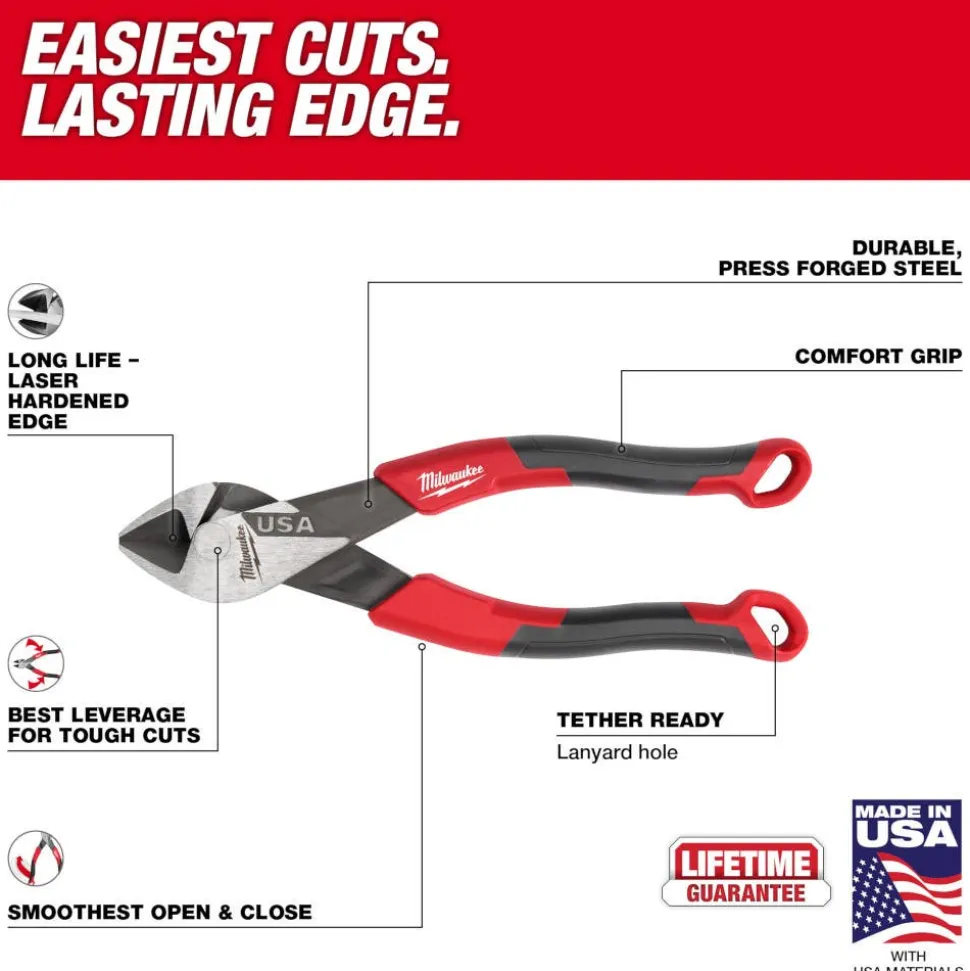 Milwaukee 6" Diagonal Comfort Grip Cutting Pliers (USA) MT556