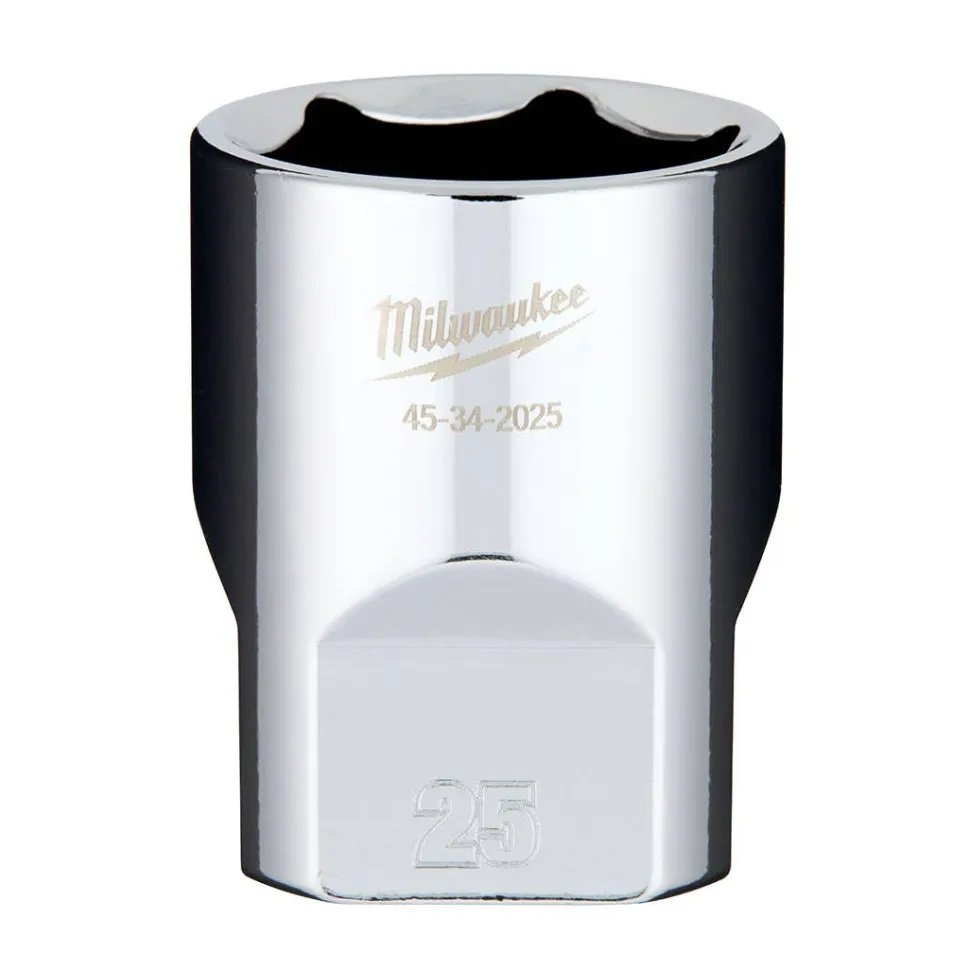Milwaukee 1/2" Drive 25mm Standard 6-Point Chrome Socket 45-34-2025