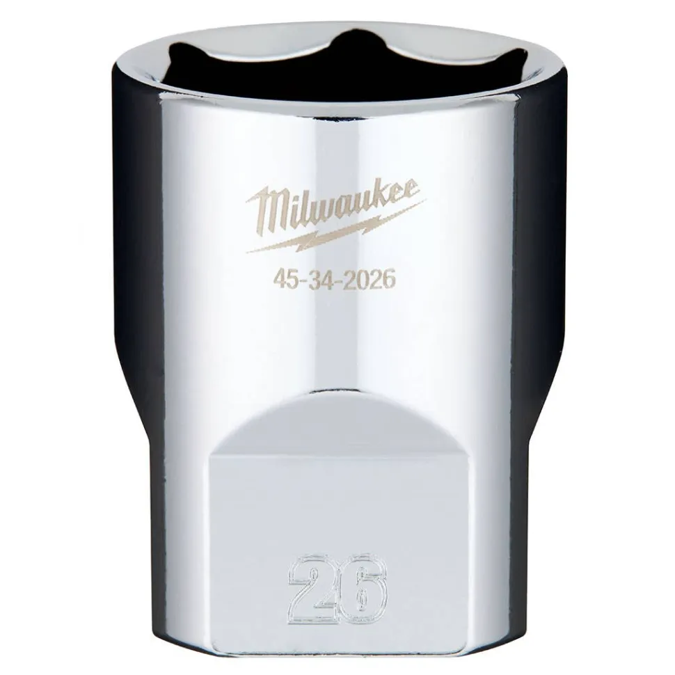 Milwaukee 1/2" Drive 26mm Standard 6-Point Chrome Socket 45-34-2026