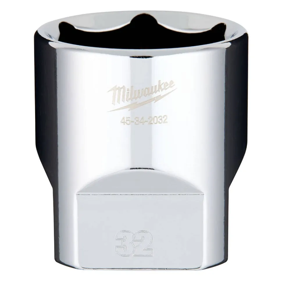 Milwaukee 1/2" Drive 32mm Standard 6-Point Chrome Socket 45-34-2032