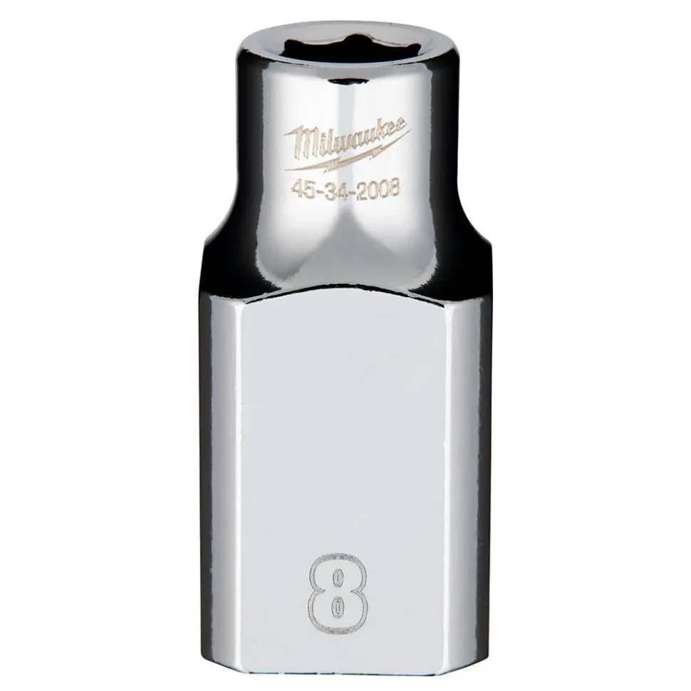Milwaukee 1/2" Drive 8mm Standard 6-Point Chrome Socket 45-34-2008