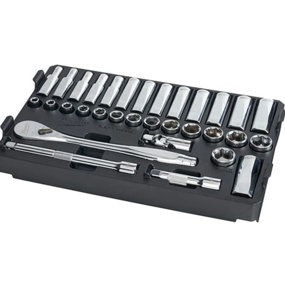 Milwaukee 3/8" Drive 32pc METRIC Ratchet & Socket Set PACKOUT 48-22-9482