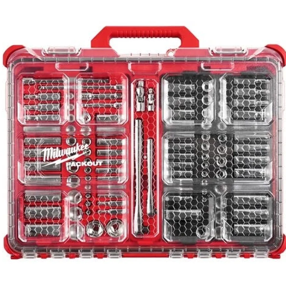 Milwaukee 1/4" & 3/8" Drive 106pc SAE & METRIC Ratchet & Socket Set PACKOUT 48-22-9486