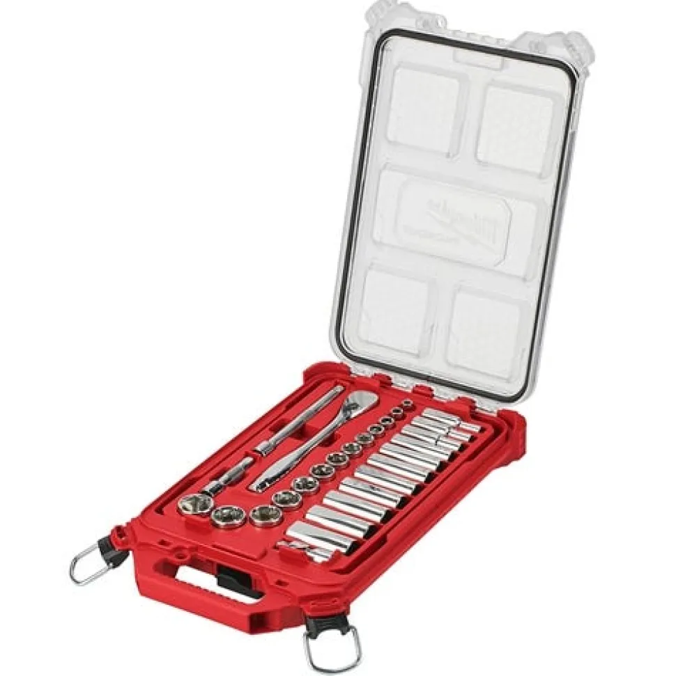 Milwaukee 3/8" Drive 28pc SAE Ratchet & Socket Set PACKOUT 48-22-9481