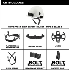 Milwaukee Gray Front Brim Helmet with BOLT - Class E 48-73-1337