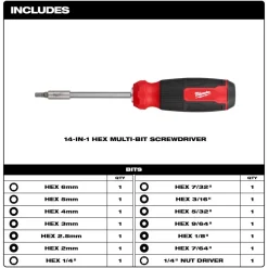 Milwaukee 14-in-1 Hex Multi-Bit Screwdriver 48-22-2908