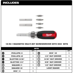 Milwaukee 13-in-1 Magnetic Multi-Bit Screwdriver 48-22-2917