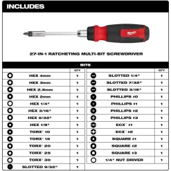 Milwaukee 27-in-1 Ratcheting Multi-Bit Screwdriver 48-22-2904