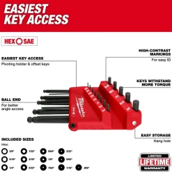 Milwaukee 13-Key Ball End L-Key Set - SAE 48-22-2185