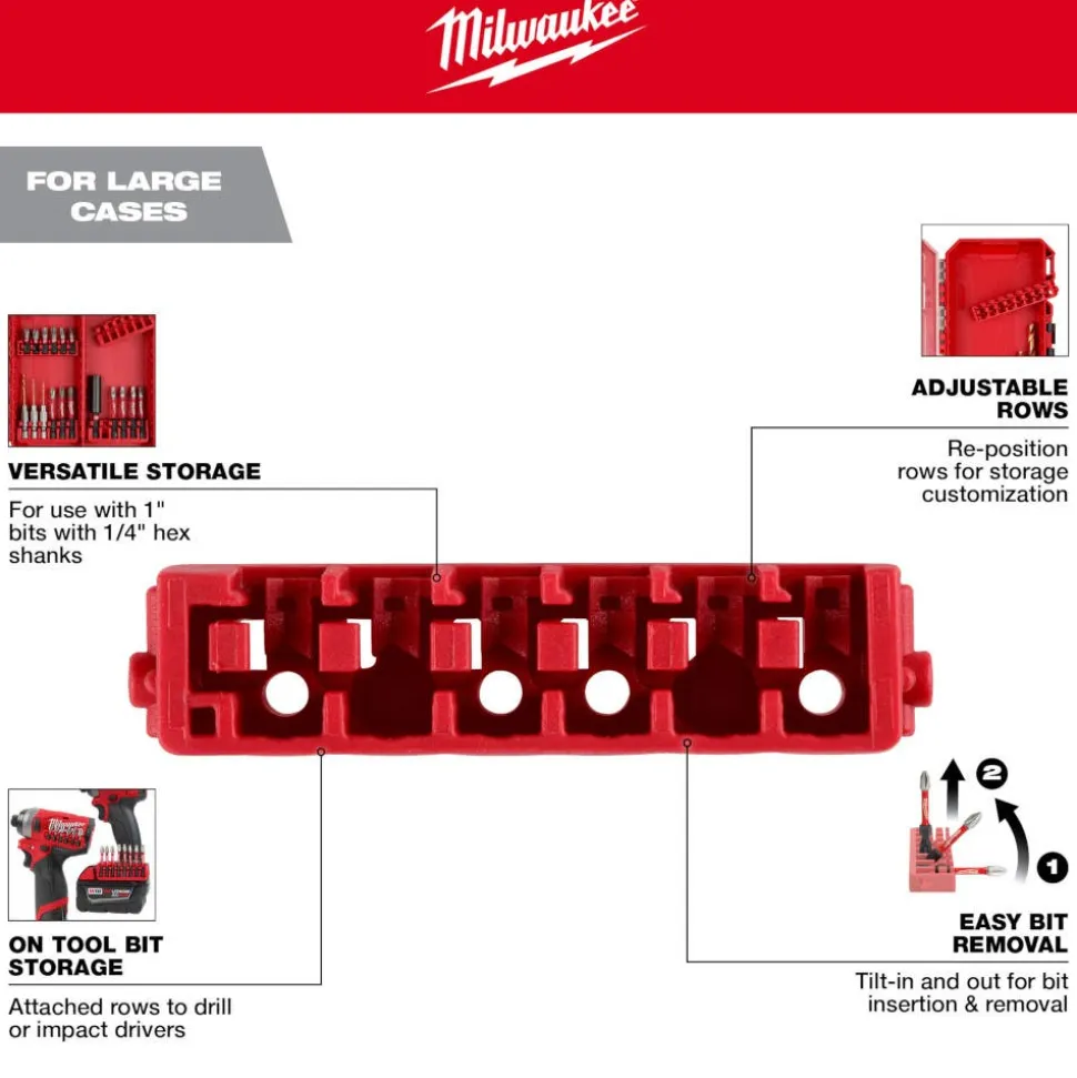 Milwaukee Large PACKOUT Compatible Case Rows for Insert Bit Accessories 5PK 48-32-9934
