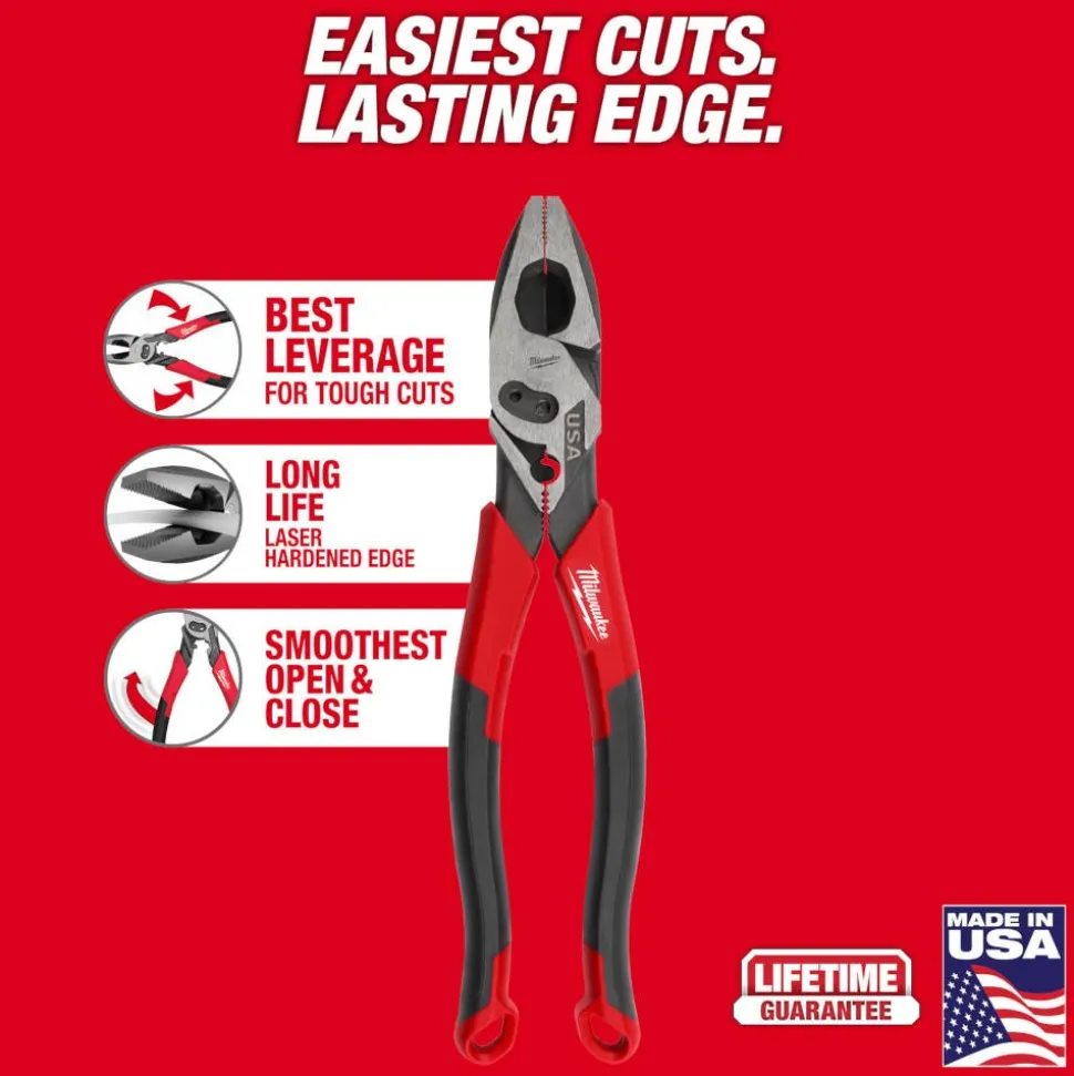 Milwaukee 9" Lineman's Comfort Grip Pliers w/ Crimper and Bolt Cutter (USA) MT550C