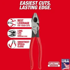 Milwaukee 9" Lineman's Dipped Grip Pliers (USA) MT500