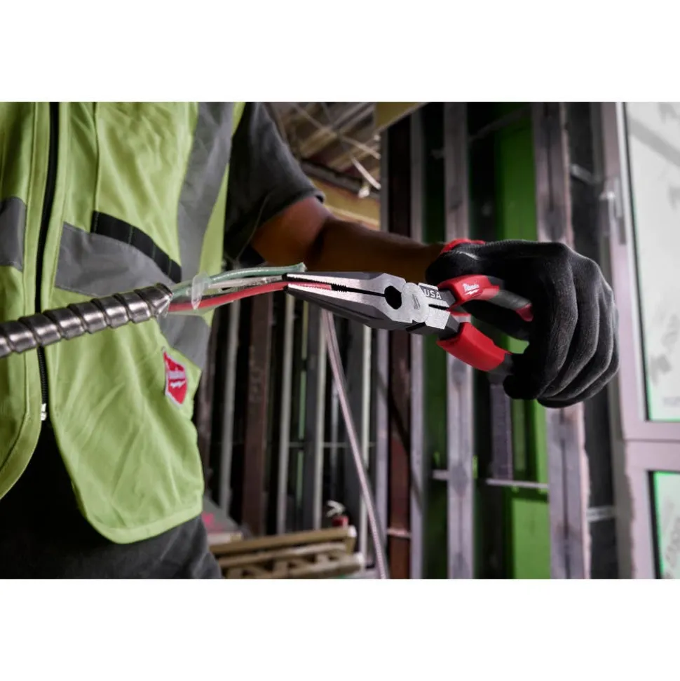 Milwaukee 8" Long Nose Comfort Grip Pliers (USA) MT555