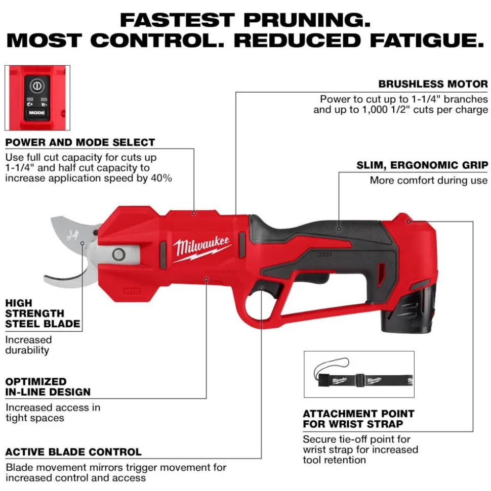 Milwaukee M12 Brushless Pruning Shears Kit 2534-21