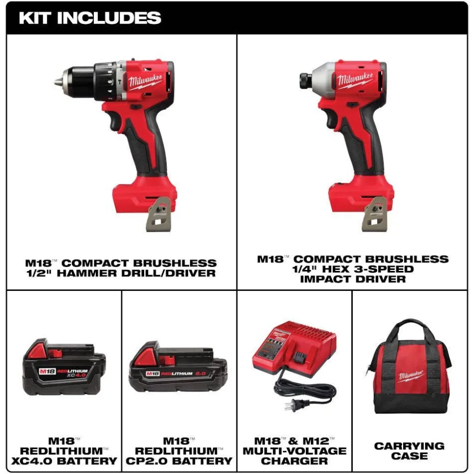 Milwaukee M18 Compact Brushless 2-Tool Combo Kit 3693-22CX