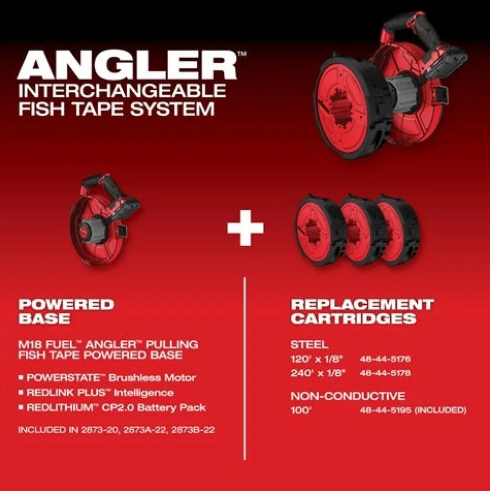 Milwaukee M18 FUEL ANGLER 100' Non Conductive Polyester Pulling Fish Tape Replacement 48-44-5195