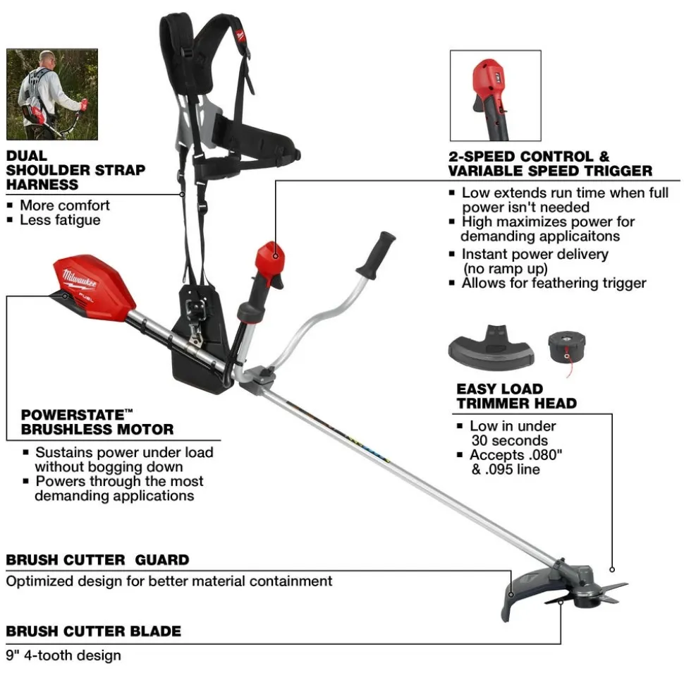 Milwaukee M18 FUEL Brush Cutter 16" Bike Handle (Bare Tool) 3015-20
