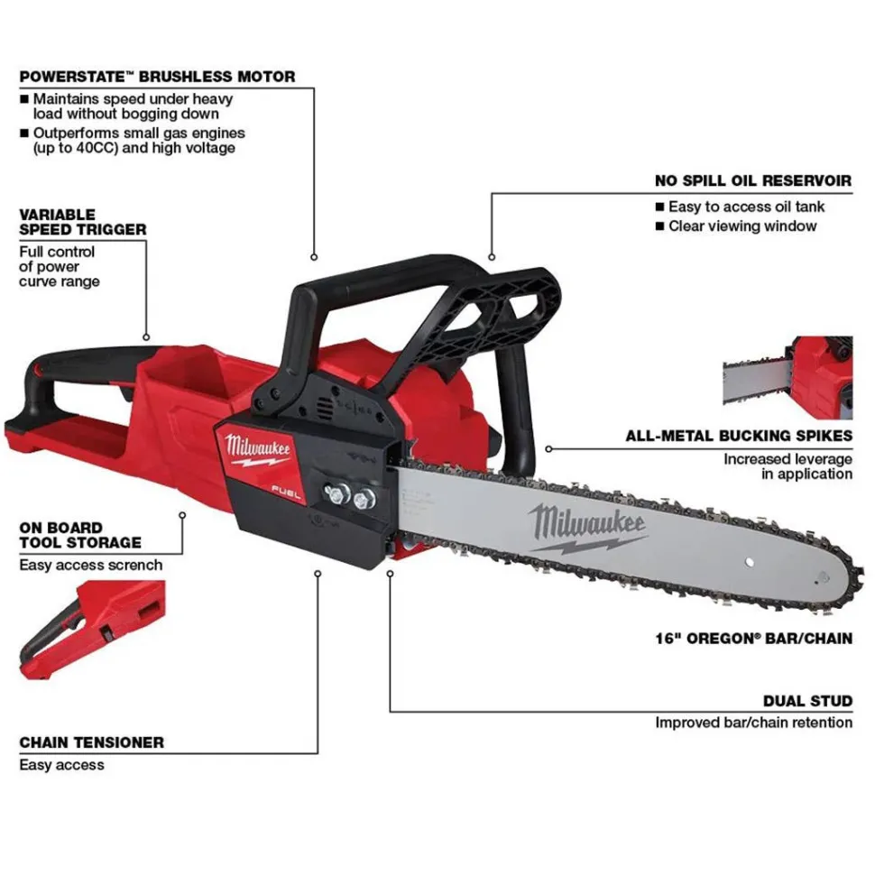 Milwaukee M18 FUEL 16" Chainsaw (Tool Only) 2727-20