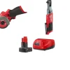 Milwaukee M12 FUEL 3" Compact Cut Off Tool & M12 FUEL 3/8" Ratchet ONE BATTERY M12 REDLITHIUM XC4.0 Kit 2522-20 & 2557-20 & 48-59-2440