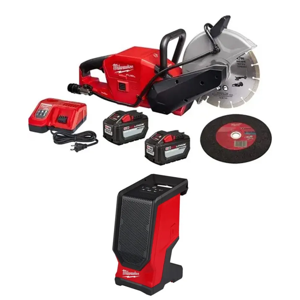 Milwaukee M18 FUEL 9" Cut-Off Saw ONE-KEY 12.0Ah Kit & Bluetooth Speaker Bundle