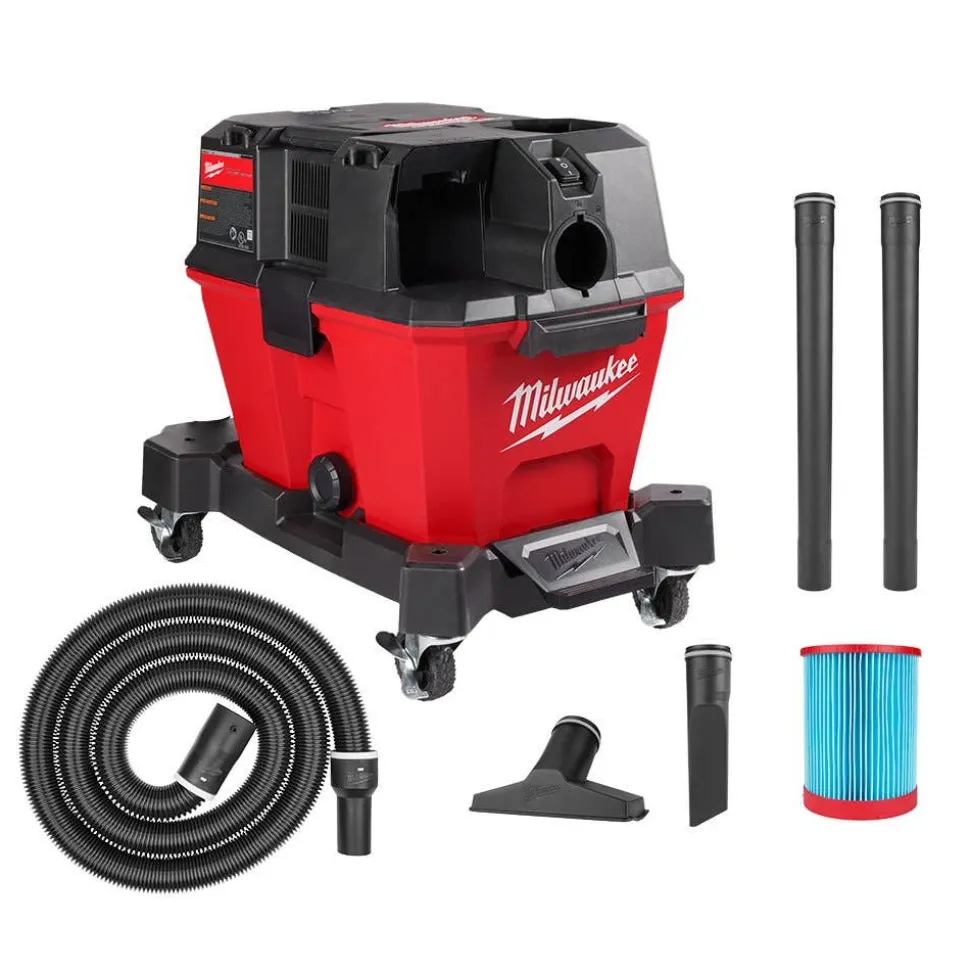 Milwaukee M18 FUEL 6 Gallon Wet/Dry Vacuum & Vacuum Tool Storage Bag & AIR-TIP 4-in-1 Right Angle Cleaning Tool 0910-20 & 49-90-2019 & 49-90-2026