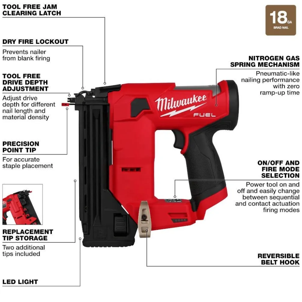 Milwaukee M12 FUEL 18 Gauge Compact Brad Nailer 2541-20