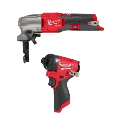 Milwaukee M12 FUEL 16Ga. Variable Speed Nibbler & 1/4" Hex Impact Driver Bare Tool Bundle