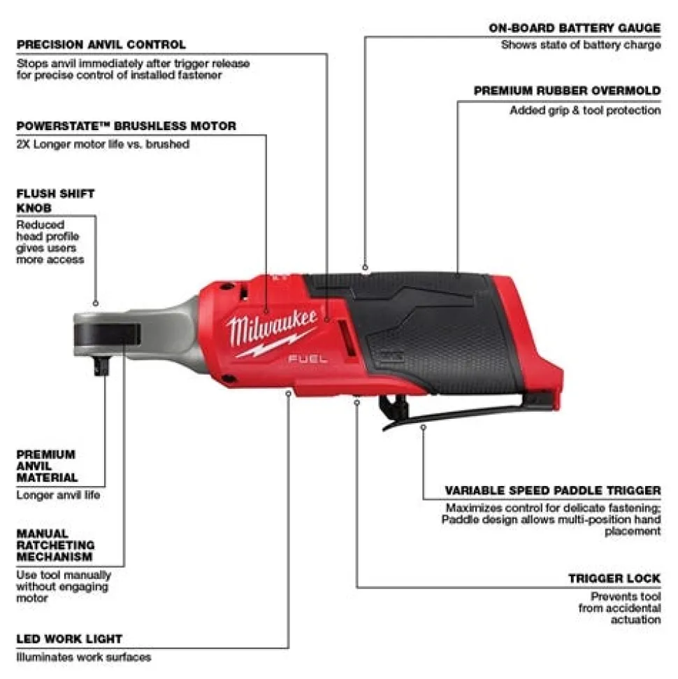 Milwaukee M12 FUEL 1/4" High Speed Ratchet 2566-20