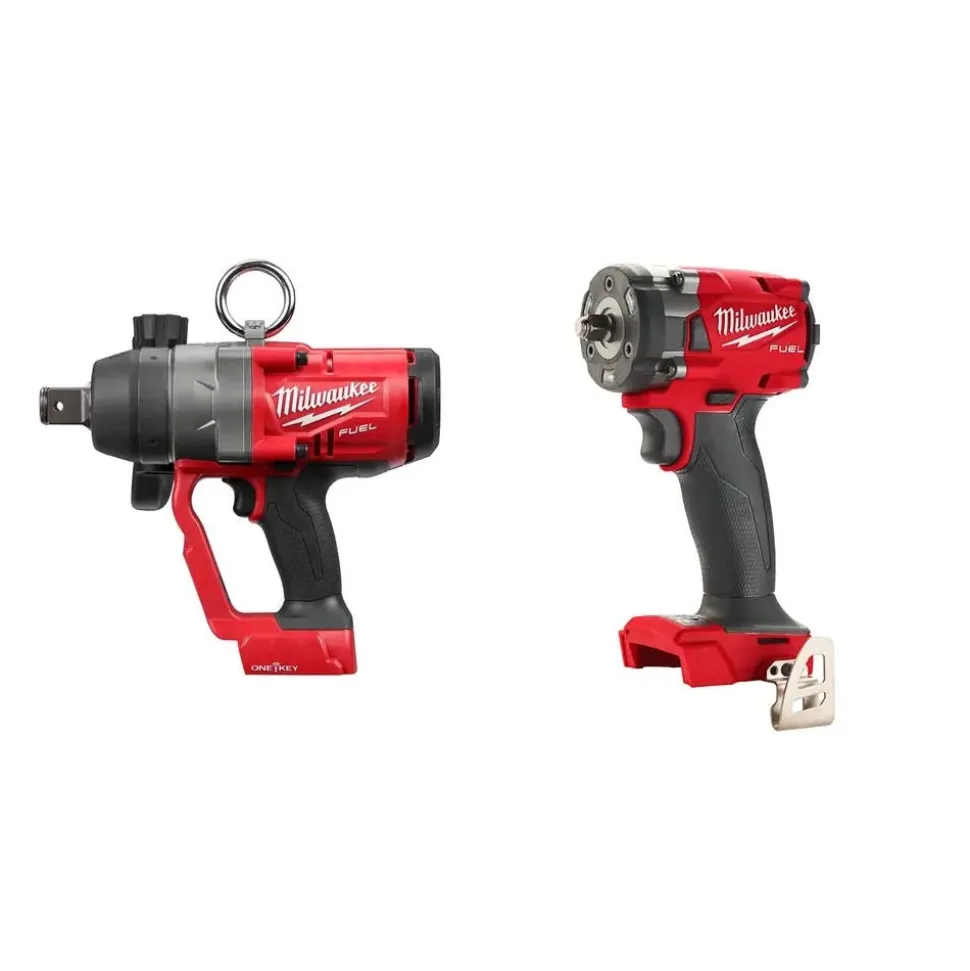 Milwaukee M18 FUEL 1" High Torque & 3/8" Compact Friction Ring Impact Wrenches Bare Tool Bundle