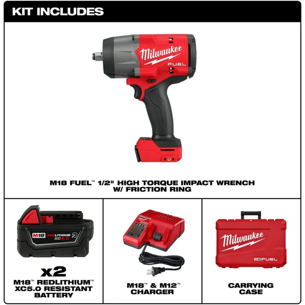Milwaukee M18 FUEL 1/2" High Torque Impact Wrench w/ Friction Ring Kit 2967-22