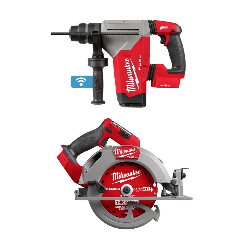 Milwaukee M18 FUEL 1-1/8" ONE-KEY SDS Plus Rotary Hammer & 1/2" Mid-Torque Friction Ring Impact Wrench Bare Tool Bundle