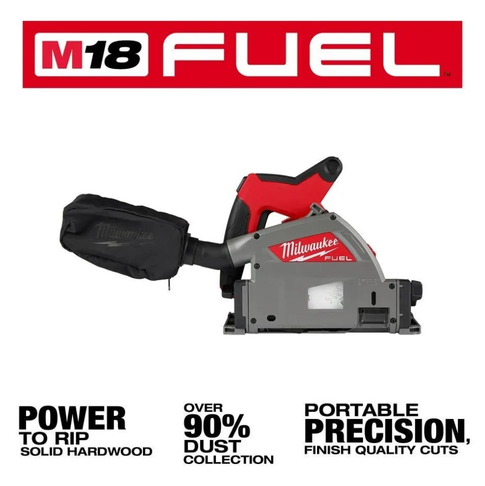 Milwaukee M18 FUEL 6-1/2" Plunge Track Saw & Guide Rail Clamps & 31" Guide Rail