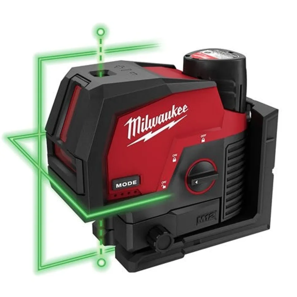 Milwaukee M12 Green Cross Line & Plumb Points Laser Kit 3622-21