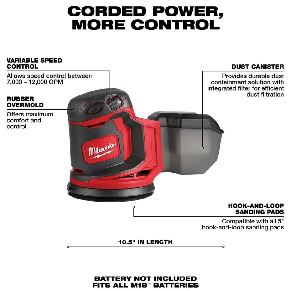 Milwaukee M18 5" Random Orbit Sander 5" (Bare Tool) 2648-20