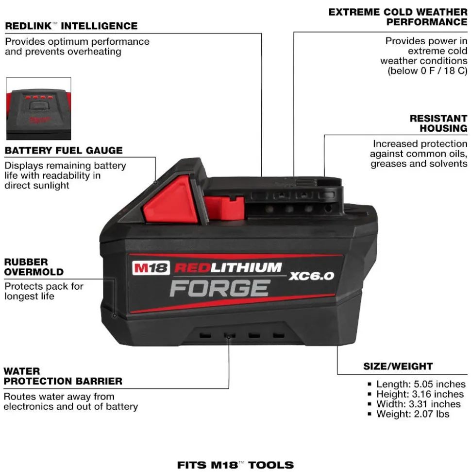 Milwaukee M18 REDLITHIUM FORGE XC6.0 Battery Pack 48-11-1861