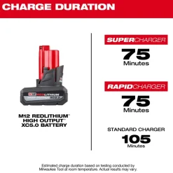 Milwaukee M12 REDLITHIUM HIGH OUTPUT XC5.0 Battery Pack 48-11-2450