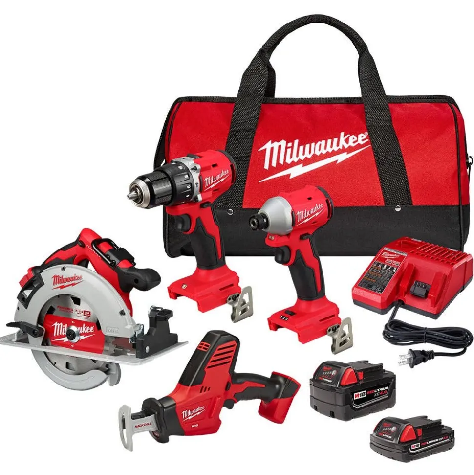 Milwaukee M18 4 Tool Combo Kit 3693-24CX