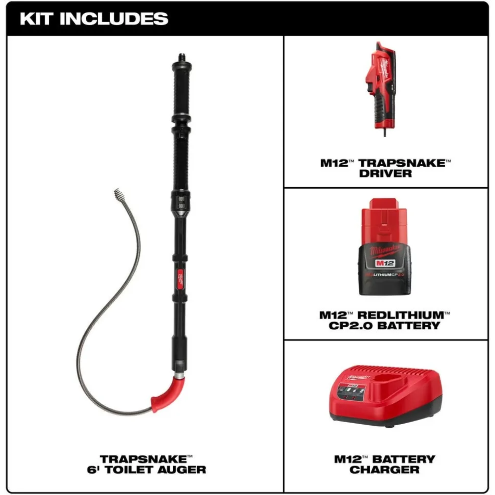 Milwaukee M12 TRAPSNAKE 6' Toilet Auger 3576-21