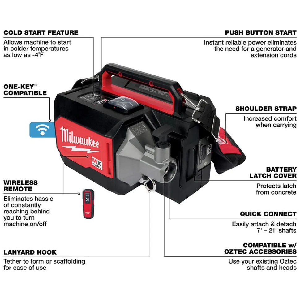 Milwaukee MX FUEL Concrete Vibrator Kit w/ ONE-KEY MXF370-2XC