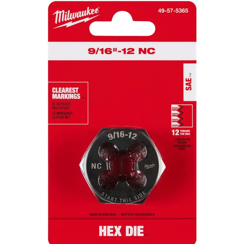 Milwaukee 9/16"-12 NC 1-7/16" Hex Threading Die 49-57-5365