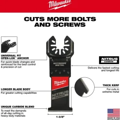 Milwaukee NITRUS CARBIDE Extreme Metal Universal Fit OPEN-LOK Multi-Tool Blade 5PK 49-25-1565