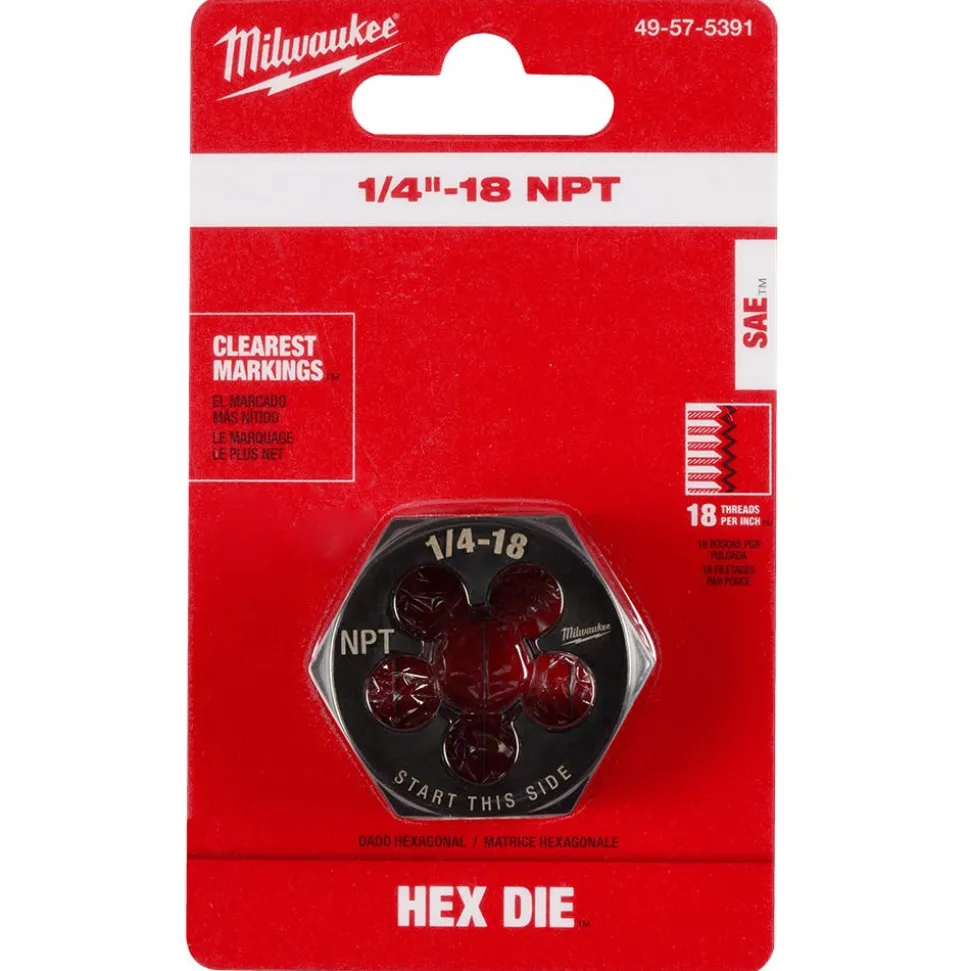 Milwaukee 1/4"-18 NPT 1-7/16" Hex Threading Die 49-57-5391