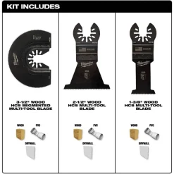 Milwaukee Open-Lok 3 Piece Wood Cutting Multi-Tool Blade Variety Pack 49-10-9004